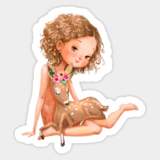 Curly Fawn Sticker